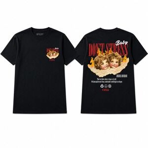 CVLA‎ Don't Stray Baby Graphic Tee Black Oversized Streetwear Shirt